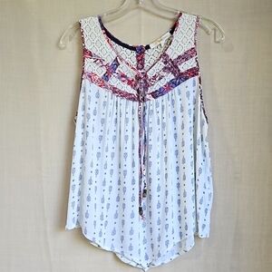 REWIND, OVERSIZED, TANK TOP, RED, WHITE, AND BLUE, LACY, SZ XL